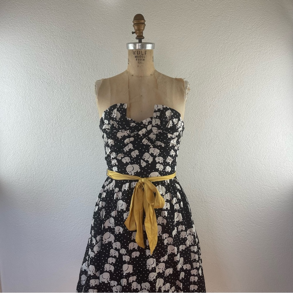 Anthropologie l 12 Porridge Novelty Cirque Elephant Pleats Fan Bust Pocket Dress